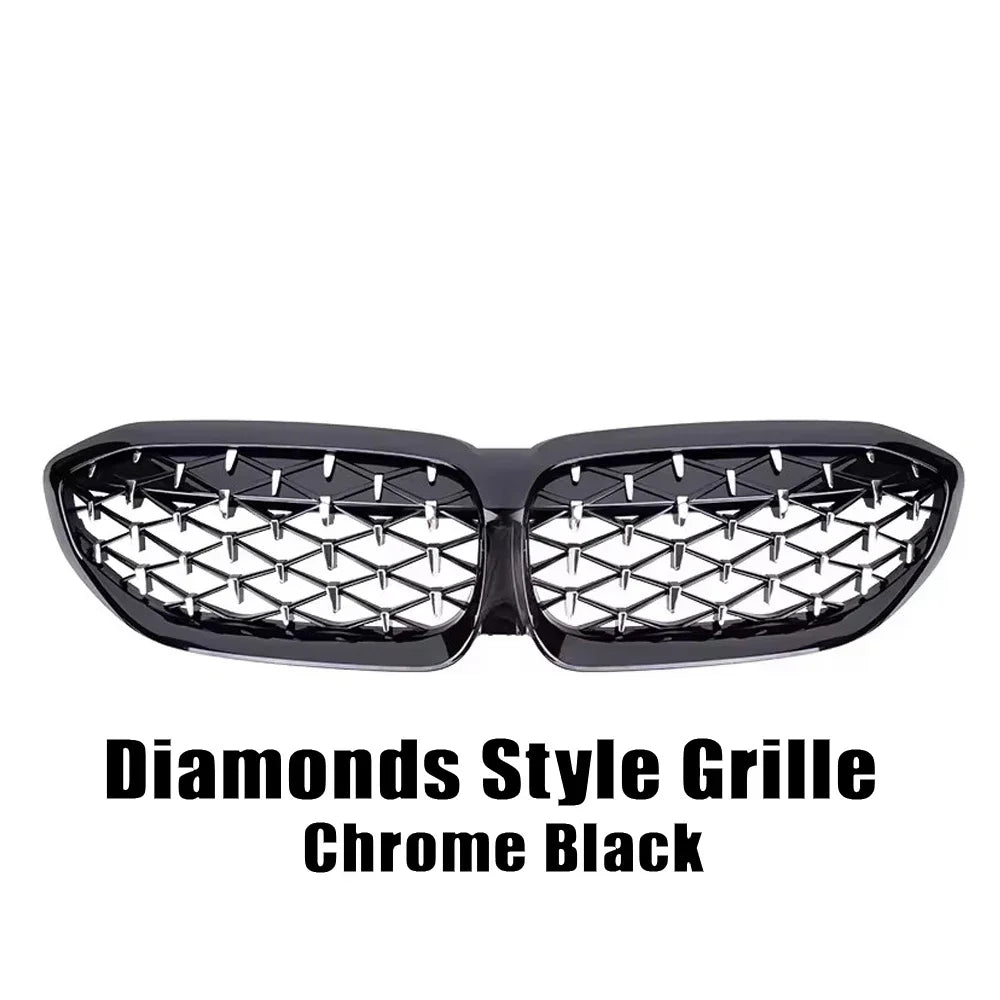 Diamond Style Chrome/Black Front Bumper Kidney Grille