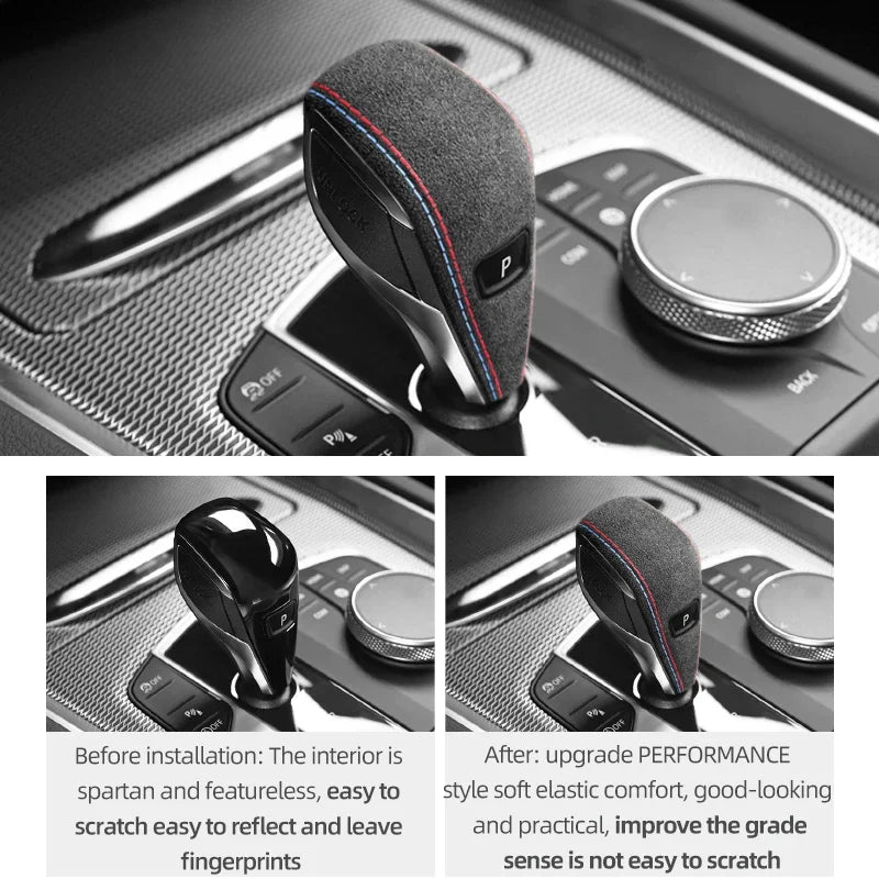 Alcantara Wrap Interior Gear Shift Knob Trim Cover