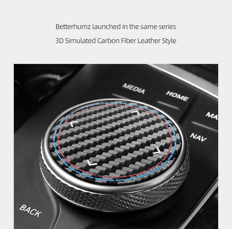 Carbon Fiber Look Multimedia Knob Trim 4.9cm