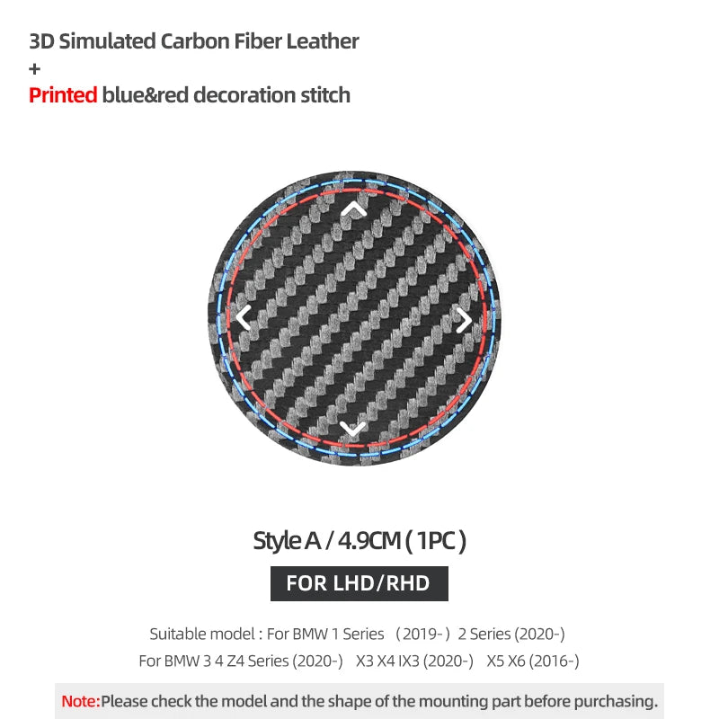 Carbon Fiber Look Multimedia Knob Trim 4.9cm
